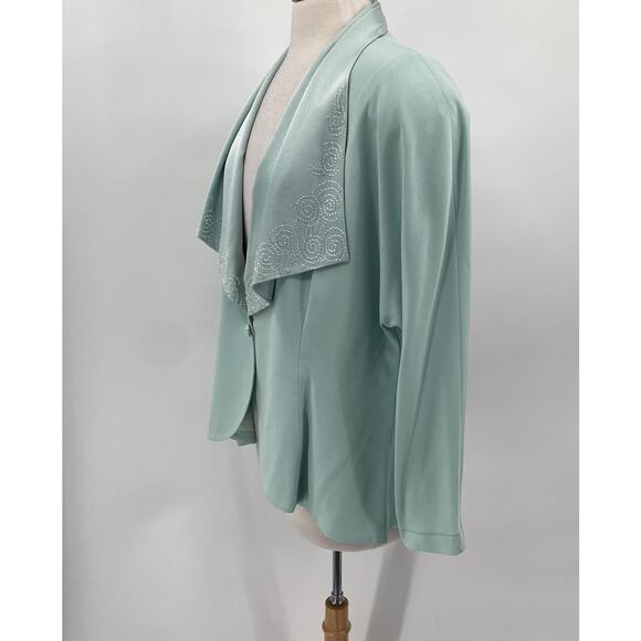 Vintage Daymor Couture Beaded Blazer Lady Jacket Single Button Pastel Mint 16 - Picture 4 of 11